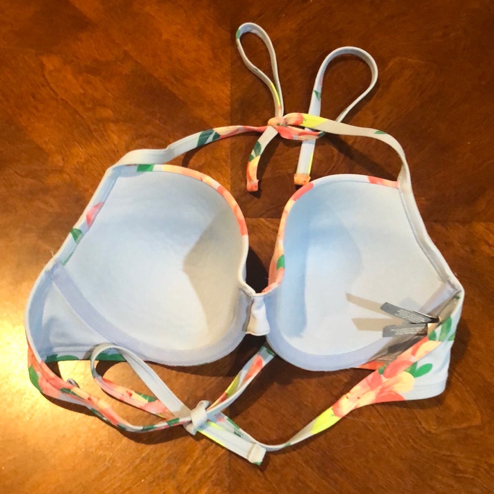 Aerie Floral Halter Bikini Top 34D - Picture 3 of 6